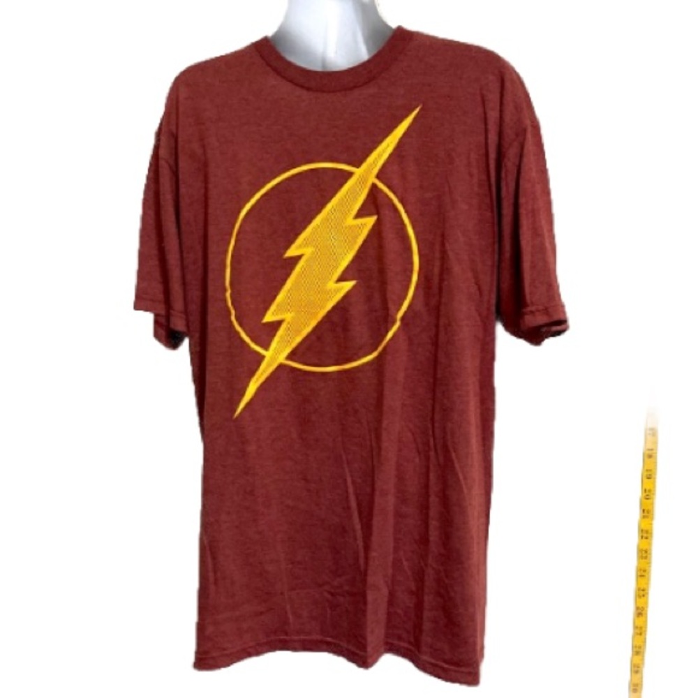 THE FLASH Authentic Super Hero Burgundy Casual Comfortable T shirt Mens Large